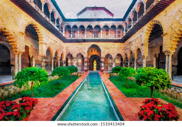 Real Alcazar Seville Spain Seville Sevilla Stock Illustration 1510413404