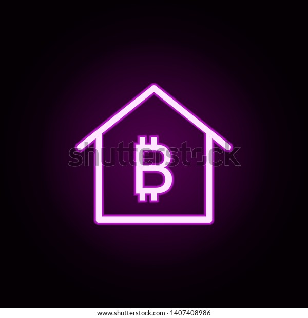 real\
estate bitcoin neon icon. Elements of building set. Simple icon for\
websites, web design, mobile app, info\
graphics