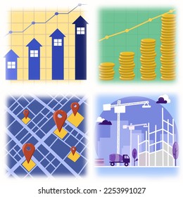 real estate development and construction process for website, application, printing, document, poster design, etc.