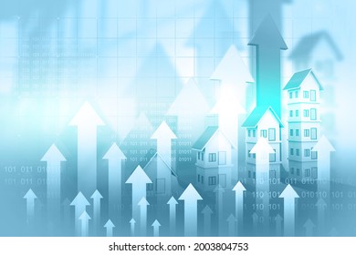 Real estate growth chart. 3d illustration