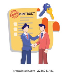 Real estate handover design elements businessmen contract keys sketch. - Powered by Shutterstock