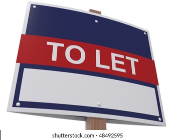 Real Estate To Let Sign With Blank Copy Space Isolated On White