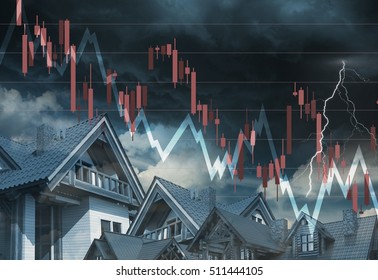 Real Estate Market Going Down Concept Illustration.