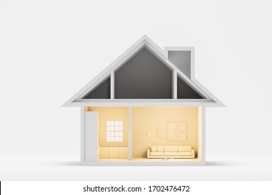 Real estate and mortgage concept. Nice little house, mansion model over white background. 3d rendering