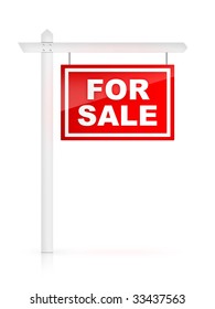Real Estate Sign -For sale. Illustrazione stock