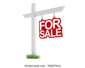 Real Estate Sign Isolated On White Stock Illustration 740537614