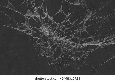Real frost covered spider web isolated on black