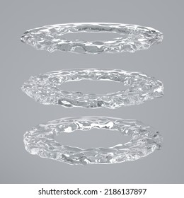 Real Transparent Water Helix Circle Shape. Pure Cosmetics Product. Moisturizer Skin Care. 3d Rendering