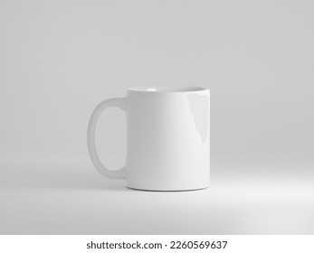 Realistic 11 oz Ceramic Mug Mock Up on Plain White Background as 3D Rendering