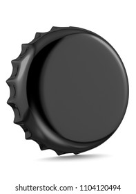 Realistic 3D Black Bottle Cap Rendering On White Background