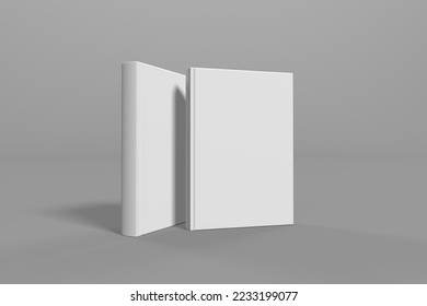 Realistic 3d book mockup illustration with 2 hard covers. Book mockup standing on isolated gray background with shadow. 2 hardcover books.