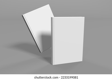 Realistic 3d book mockup illustration with 2 hard covers. Book mockup standing on isolated gray background with shadow. 2 hardcover books.