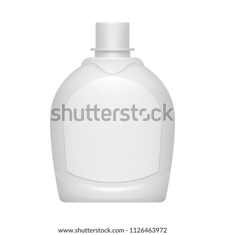 Realistic 3d bottle packaging for liquid soap or cosmetics. Mock up design pack with label for packaging design on white background. White plastic container. Body care product. Commercial branding
