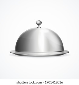 Realistic 3d Detailed Shiny Metallic Restaurant Cloche Sweet Isolated On A White Background For Serving Banquet. Illustration