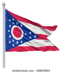 Realistic 3d flag of United States of America Ohio fluttering in the wind.