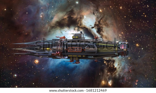 Realistic 3d Illustration Big Futuristic Alien Stock Illustration