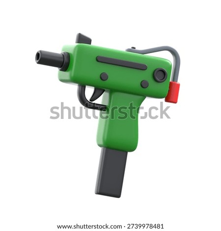A realistic 3d illustration of compact submachine gun firearm asset