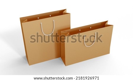 Realistic 3d illustration render shooping bag mockup set with paper texture