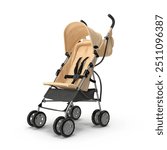 Realistic 3D Lightweight Baby Stroller Beige JPG Images | High-Quality Infant Carriage Modeling | Detailed Baby Pram Render for Parenting, Baby Products, and Nursery Design Projects