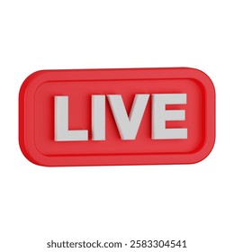 Realistic 3D Live Broadcast Button	