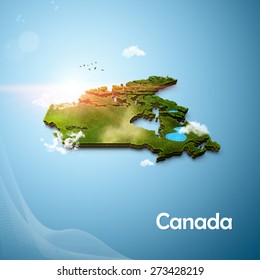 Realistic 3D Map Of Canada