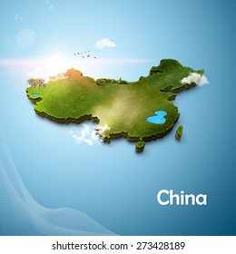 Realistic 3D Map Of China