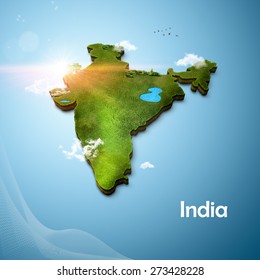 Realistic 3D Map of India