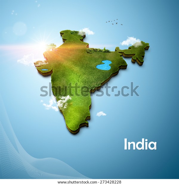 インドのリアルな3d地図 のイラスト素材
