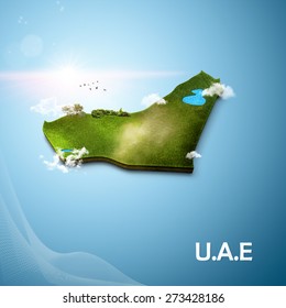 Realistic 3D Map of United Arab Emirates
