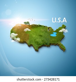 Realistic 3d Map United States America Stock Illustration 273428171