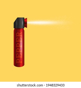 Realistic 3D Pepper Spray Can. Tear Gas. Capsicum Self-defense Aerosol. Illustration.