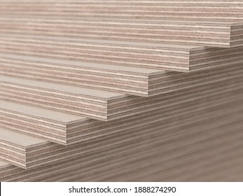 Realistic 3d Render Illustration Of Wooden Plywood