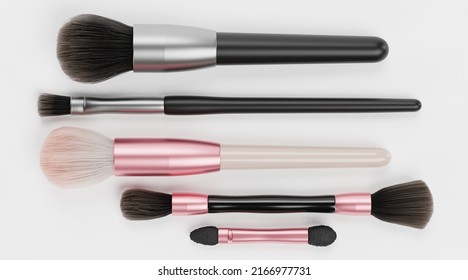 Realistic 3D Render Of Makeup Brushes