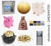 Realistic 3D Render of Money Collection
