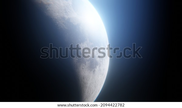 Realistic 3d render moon in space,
realistic moon surface, moon craters. Black with stars background
copy space. Glowing surface. Elements of this image furnished by
NASA. Cinematic
scene.illustration