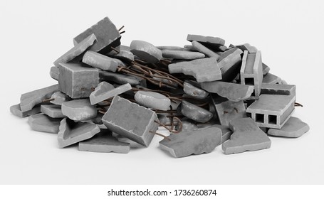 Realistic 3D Render of Pile of Rubble