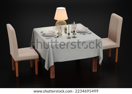 Realistic 3D Render of Restaurant Table