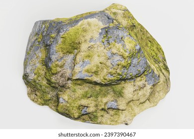 Realistic 3D Render of Rock with Moss