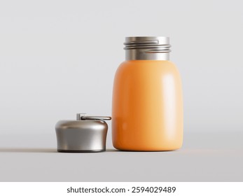 Realistic 3D Render with 3D software Small Mini Vacuum Insulated Water Bottle Portable Leakproof Travel Mug Stainless Steel Cold and Hot Thermal Flask for Kids Children Women School Office Lunch Coffe