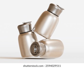 Realistic 3D Render with 3D software Small Mini Vacuum Insulated Water Bottle Portable Leakproof Travel Mug Stainless Steel Cold and Hot Thermal Flask for Kids Children Women School Office Lunch Coffe