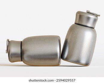 Realistic 3D Render with 3D software Small Mini Vacuum Insulated Water Bottle Portable Leakproof Travel Mug Stainless Steel Cold and Hot Thermal Flask for Kids Children Women School Office Lunch Coffe