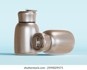 Realistic 3D Render with 3D software Small Mini Vacuum Insulated Water Bottle Portable Leakproof Travel Mug Stainless Steel Cold and Hot Thermal Flask for Kids Children Women School Office Lunch Coffe
