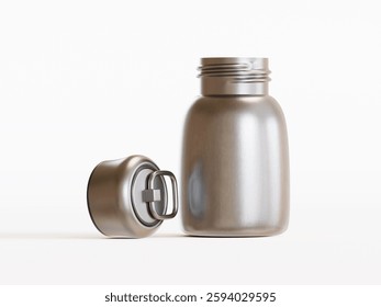 Realistic 3D Render with 3D software Small Mini Vacuum Insulated Water Bottle Portable Leakproof Travel Mug Stainless Steel Cold and Hot Thermal Flask for Kids Children Women School Office Lunch Coffe