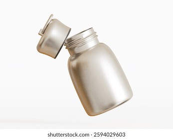 Realistic 3D Render with 3D software Small Mini Vacuum Insulated Water Bottle Portable Leakproof Travel Mug Stainless Steel Cold and Hot Thermal Flask for Kids Children Women School Office Lunch Coffe