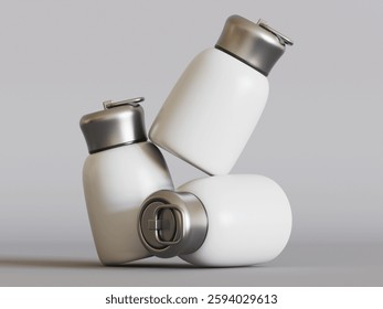 Realistic 3D Render with 3D software Small Mini Vacuum Insulated Water Bottle Portable Leakproof Travel Mug Stainless Steel Cold and Hot Thermal Flask for Kids Children Women School Office Lunch Coffe
