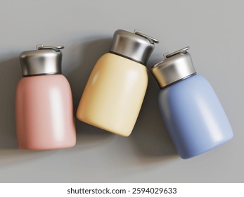 Realistic 3D Render with 3D software Small Mini Vacuum Insulated Water Bottle Portable Leakproof Travel Mug Stainless Steel Cold and Hot Thermal Flask for Kids Children Women School Office Lunch Coffe