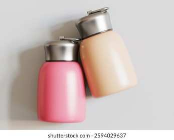Realistic 3D Render with 3D software Small Mini Vacuum Insulated Water Bottle Portable Leakproof Travel Mug Stainless Steel Cold and Hot Thermal Flask for Kids Children Women School Office Lunch Coffe