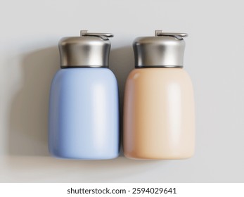 Realistic 3D Render with 3D software Small Mini Vacuum Insulated Water Bottle Portable Leakproof Travel Mug Stainless Steel Cold and Hot Thermal Flask for Kids Children Women School Office Lunch Coffe