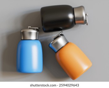 Realistic 3D Render with 3D software Small Mini Vacuum Insulated Water Bottle Portable Leakproof Travel Mug Stainless Steel Cold and Hot Thermal Flask for Kids Children Women School Office Lunch Coffe