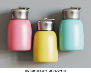 Realistic 3D Render with 3D software Small Mini Vacuum Insulated Water Bottle Portable Leakproof Travel Mug Stainless Steel Cold and Hot Thermal Flask for Kids Children Women School Office Lunch Coffe